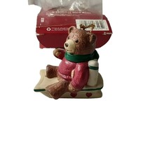 American Greetings Forget Me Not Ornament Teddy Bear on Sled Original Box - £9.34 GBP