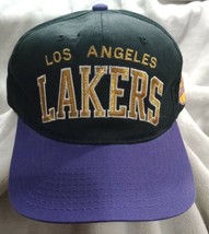 Vtg 90s Los Angeles La Lakers Starter Snapback Hat Black Gold Purple Nba Rare - £550.93 GBP