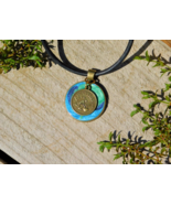 Zodiac Aquarius Water Bearer Sun Sign Pendant Necklace Hand Painted Astr... - $34.17 CAD