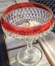 Ruby red compote with diamond crystal design candy dish - £23.55 GBP
