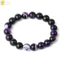 Round gem stone agates onyx men bracelets bangle 10mm brown stripe ethnic rosary energy thumb200