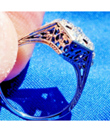 Earth mined Diamond Engagement Ring Antique Filigree 14k White Gold Size... - $3,795.25