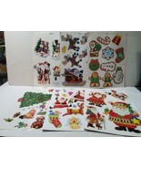 Vintage Christmas Window Clings 6 Sheets Santa Snowman Christmas Tree Re... - £18.03 GBP