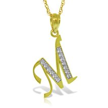 Initial &#39;M&#39; Pendant Diamond Necklace Galaxy Gold GG 14K Solid Yellow Gol... - £376.58 GBP