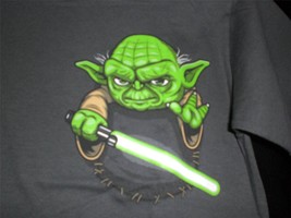 Tee Fury Star Wars Youth Medum &quot;Pocket Jedi&quot; Yoda Tribute Shirt Charcoal - £10.19 GBP