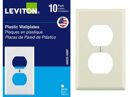 Duplex Outlet Wallplate 1-Gang Plastic Light Almond 10-PK - Leviton 7800... - $182.00 MXN