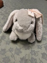 Chosun Grey White Easter Bunny Rabbit Plush W Bow 9&quot; pink long ears - £13.19 GBP