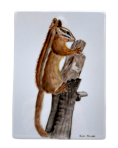 Hand Painted Chipmunk Ceramic Tile Artist Signed Erma Kruger Squirrel Rare 5 x 7 - $8.21