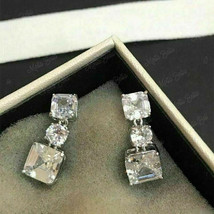 6.00Ct Asscher VVS1 Diamond Solitaire Drop Dangle Earrings 14K White Gold Finish - £70.56 GBP