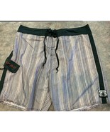 Body Glove Mens board Shorts 38 Gray Red dots drawstring - $7.92