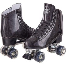 C SEVEN Sparkly Roller Skates Outdoor Skating Faux Leather Black Glitter Retro - £69.40 GBP