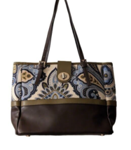 Spartina 449 Juliette Paisley Print Linen with Leather Turn-Key Classic Tote Bag - £35.61 GBP