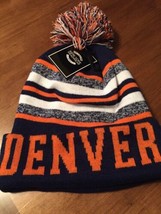 Denver Men&#39;s Hat Orange White Blue Striped Beanie Hats One Size Fits All NWT - £18.78 GBP
