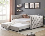 Full-Size Daybed With Twin Trundle, Upholstered Tufted Sofa Bed, With Bu... - $930.99