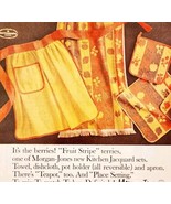 1966 Morgan Jones Kitchen Jacquard Apron Advertisement Fruit Stripe DWLL10 - $41.35 CAD