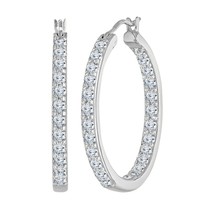 Boucles D&#39;Oreilles En Argent Plaqué Or Blanc 14K Avec Moissanite Rond De 2,00ct - $84.37