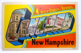 Greetings From Concord New Hampshire Large Letter Postcard Linen Eastern Photo - £8.17 GBP
