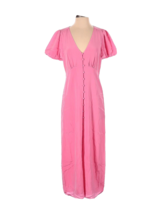 NWT J.Crew Puff-sleeve Silk Midi in Light Hibiscus Pink Button Front Dress 4 - £63.83 GBP