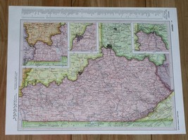 1958 Original Vintage Map Of Kentucky Louisville / Verso Kansas Wichita - £13.44 GBP
