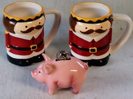 2 Vintage Tag mugs and a pink pig salt shaker - $19.50