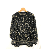 VTG Metallic Floral Long Sleeve Knit Sweater Top SMALL Black Dana Scott ... - £19.00 GBP