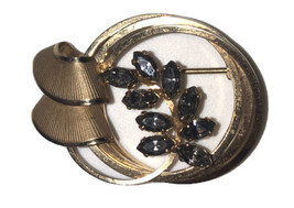 Vintage DEC Gold Colored With Costume Jewels Brooch Pin 1/20 14k GF - $13.88