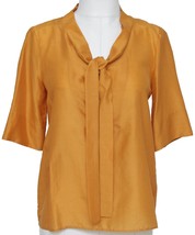 CHLOE Blouse Top Shirt Marigold Yellow Orange Silk Short Sleeve Sz 36 Fa... - £75.93 GBP