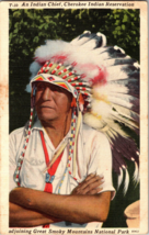 Vintage Linen Postcard An Indian Chief Cherokee Indian Reservation (C2) - £5.83 GBP