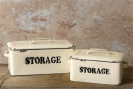 2 Primitive Storage Bins with with lids in Distressed metal - $54.99