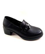 Bonavi 31R9-21 Black Leather Low Block Heel Loafer Shoe - $119.99