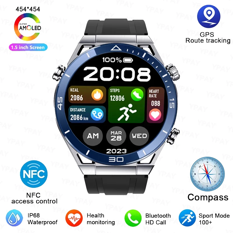 New Ultimate Smart Watch Men NFC ECG+PPG HD AMOLED Bluetooth Call Heart ... - £55.36 GBP