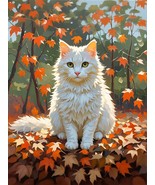 Art Giclee Printed Oil Painting White cat animal on canvas #03 - $11.67 CAD+