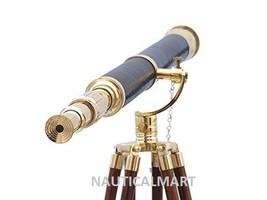 Floor Standing Brass- Leather Galileo Telescope 65&quot;- Brass Telescope - £238.31 GBP