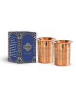 Embossed Design Copper Glass Tumbler Cup with Lid 300 Ml , Set of 2 - £27.18 GBP