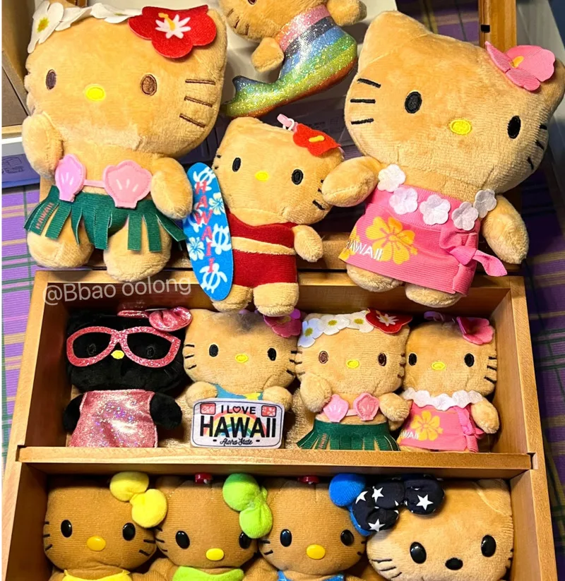 Cute Hello Kitty Stuffed Plush Kawaii Sanrio Hawaiian Plushie Y2k Cartoon - £17.84 GBP