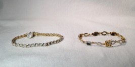 Sterling Silver Sapphire Diamond Tennis Bracelets - Lot of 2 - K1120 - £37.99 GBP