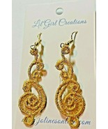 Earrings Drop Dangle Music Filigree Lace BOHO Gold Drop Dangle Wire 3&quot; l... - $282.52 MXN