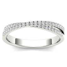 10K White Gold 0.25 Ct Diamond Cross-Over Wedding Ring - £281.29 GBP