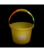 NEW Light Up Easter Basket yellow w/ white eggs 6.75x8.75&quot; LED handle pl... - $9.95