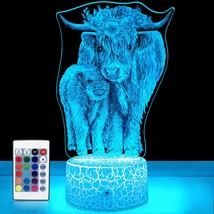 Highland Cow Night Light Led Bedside Lamp Highland Cow Decor For Kids 16 Colors  - £32.64 GBP
