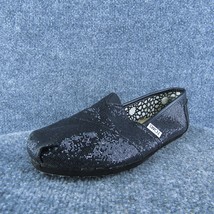TOMS Sparkle Women Flat Shoes Black Fabric Slip On Size 8 Medium - £19.78 GBP