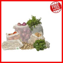 Set of 6 Reusable Eco-Friendly Organic Cotton Mesh Produce Bags with Tar... - $32.97