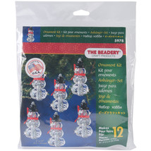 Holiday Beaded Ornament Kit-Faceted Elegant Snowmen 2&quot;X1&quot; Makes 12 - $17.10