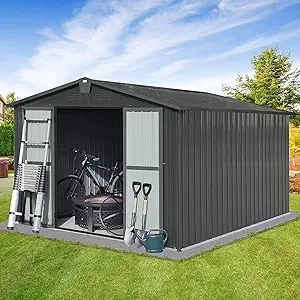 , Metal Garden Shed For Bike, Trash Can, Galvanized Steel Outdoor Storag... - $902.99