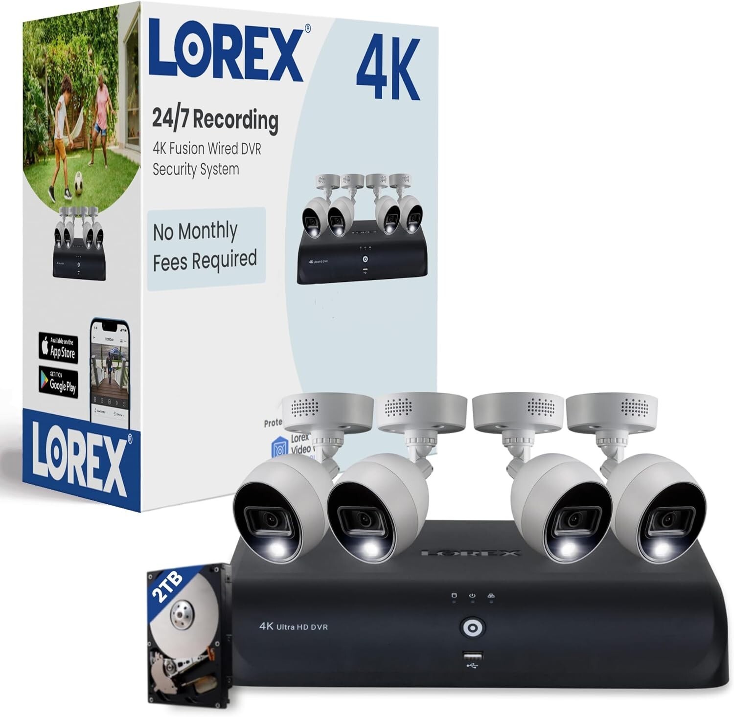 New Lorex 4K 12 Channel Recorder 2TB DVR + 4 Cams (8 Wired &amp; 4 Fusion Wi... - $459.99