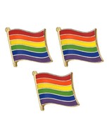 3 RAINBOW FLAG PINS 0.5&quot; Metal Lapel Pin Gay Lesbian Pride LGBTQ Hat Tie... - $186.26 MXN