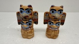Totem Pole Salt And Pepper Shaker Set Bird Faces Alaska Souvenir - €13,64 EUR