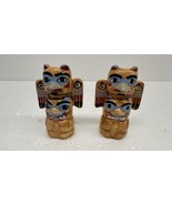 Totem Pole Salt And Pepper Shaker Set Bird Faces Alaska Souvenir - €13,64 EUR