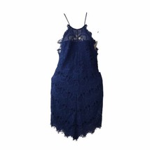 Free People Mini Slip Dress Eyelash Lace She&#39;s Got It Intimately Halter Blue XS - £29.47 GBP