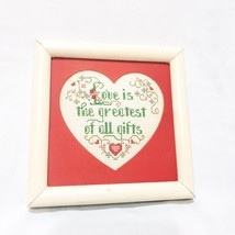 Love is the Greatest of all Gifts Framed with Mat 5&quot; Finished Cross Stitch - $26.62